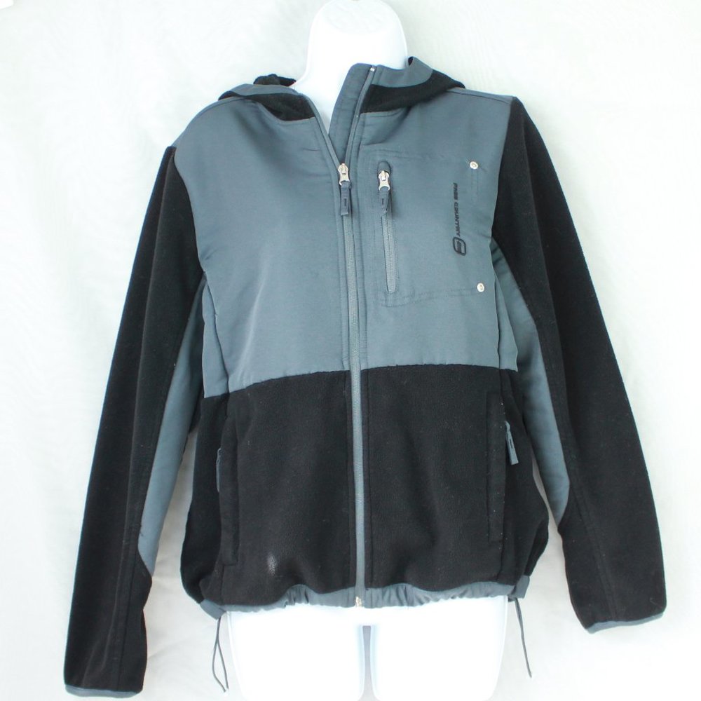 Free Country Zip Up Fleece Jacket/Coat Black Gray